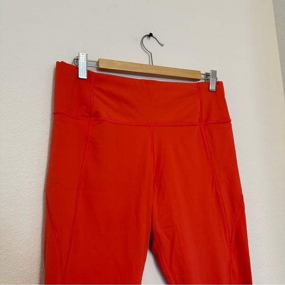 Athleta Peloton Velocity Ankle Leggings Orange Size Large Women’s Side Pockets - Picture 3 of 9